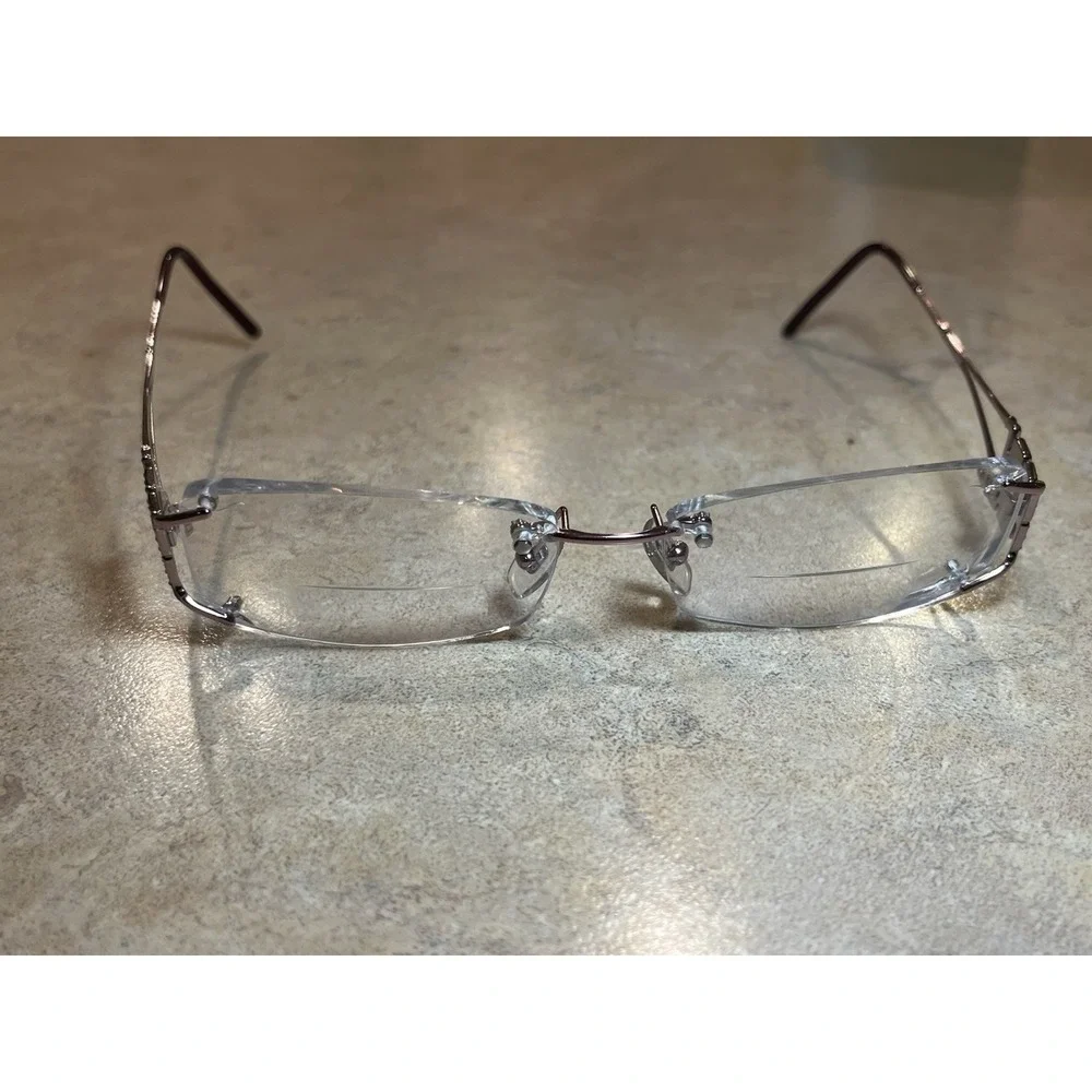 Versace 1080-b 1056 Rectangular Oval Rimless Eyeglasses Crystal Pink 52-16-130